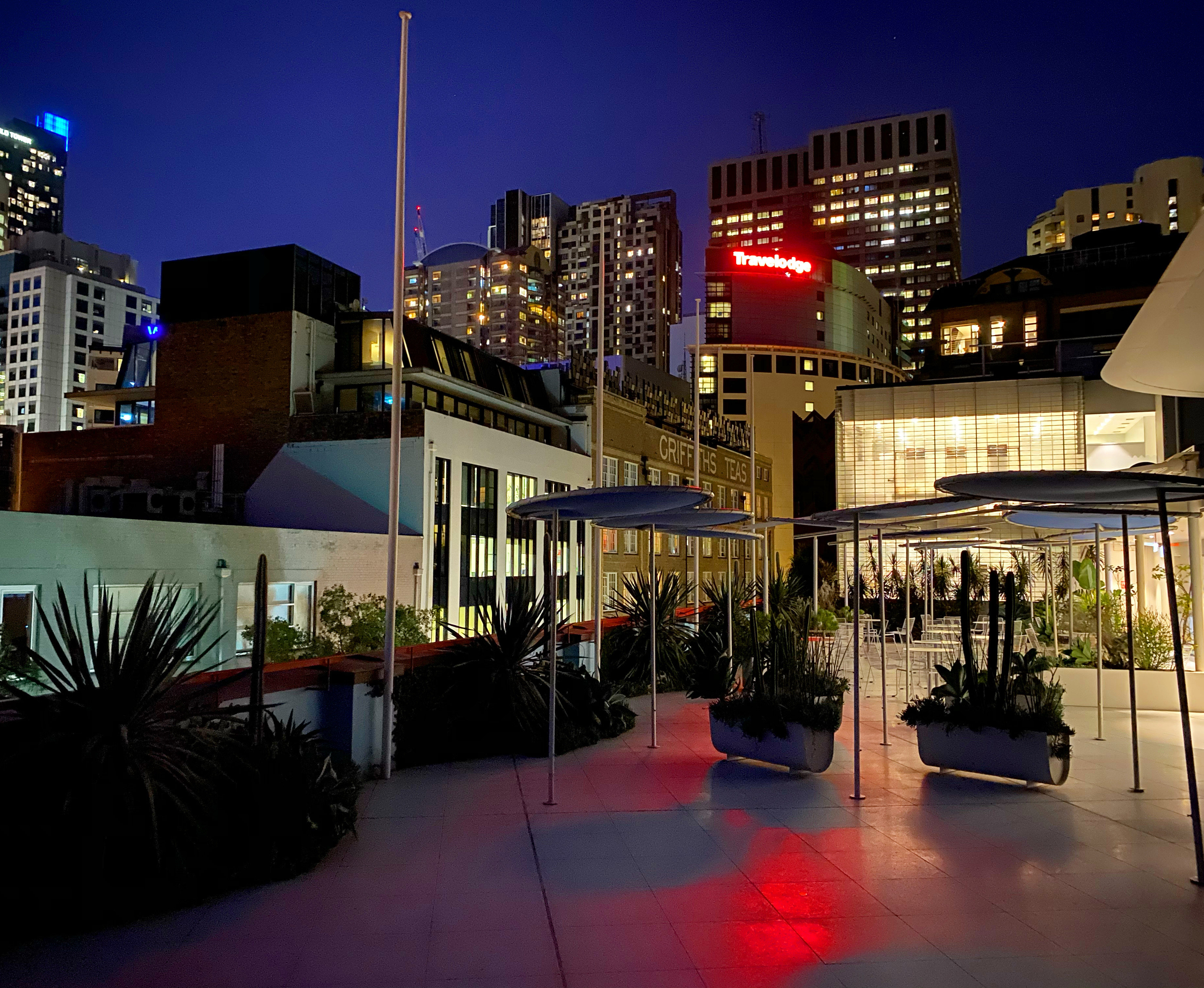 Sydney CBD rooftop at night